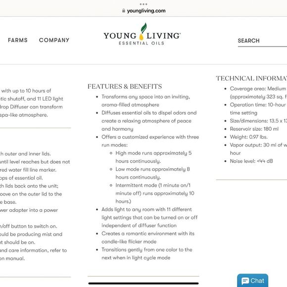 Young Living Diffuser Dewdrop essential oil ultrasonic-new in box- never used - Picture 6 of 7